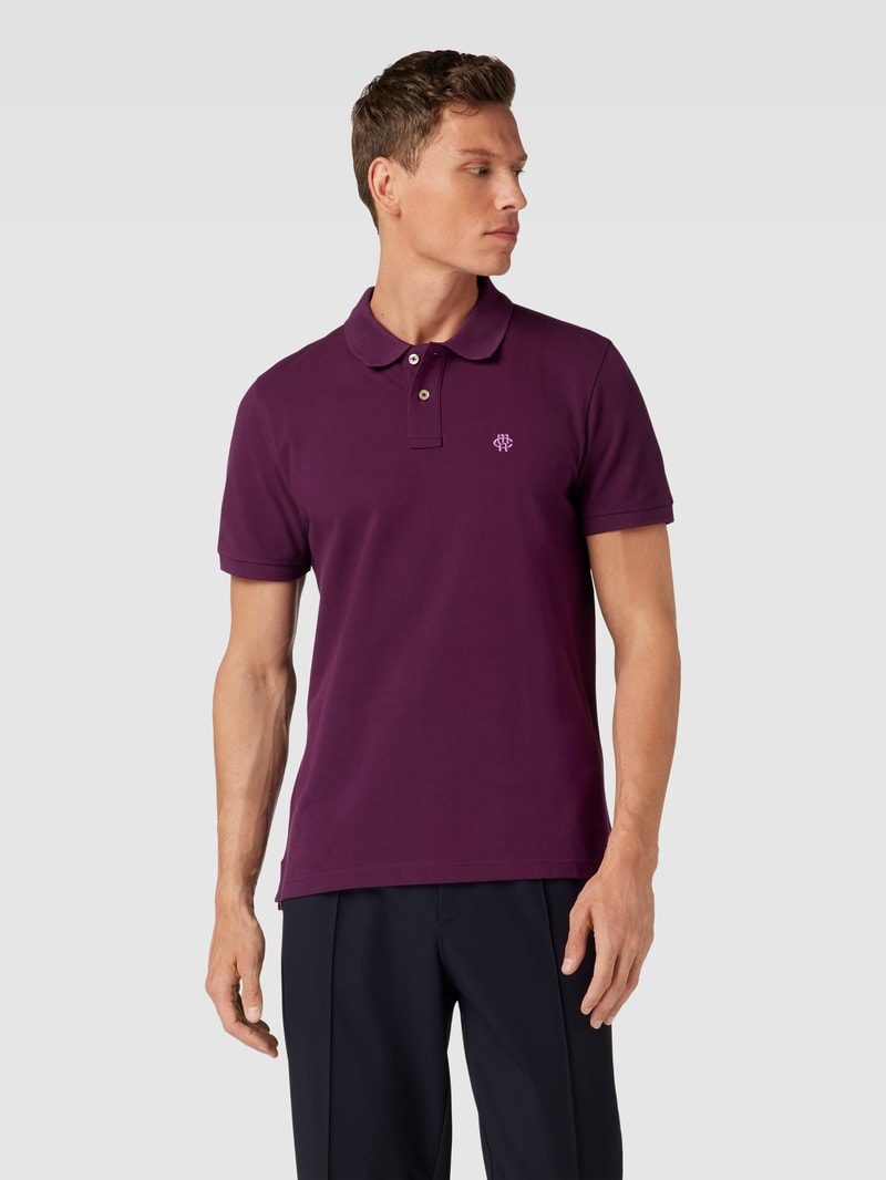 Poloshirt mit Label-Stitching in aubergine