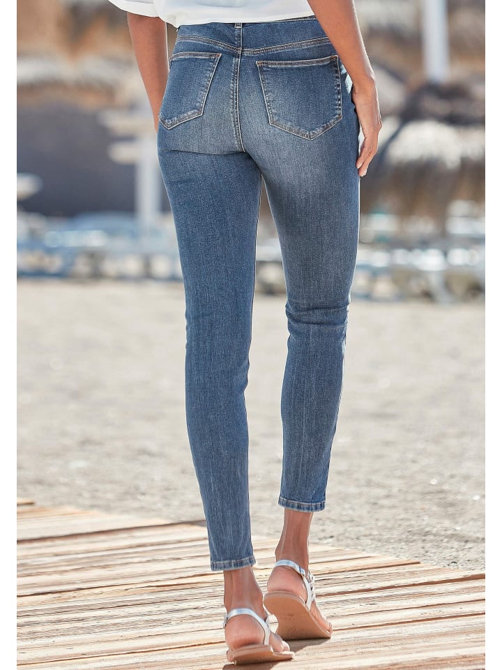 LASCANA High-waist-Jeans in blue-washed günstig kaufen