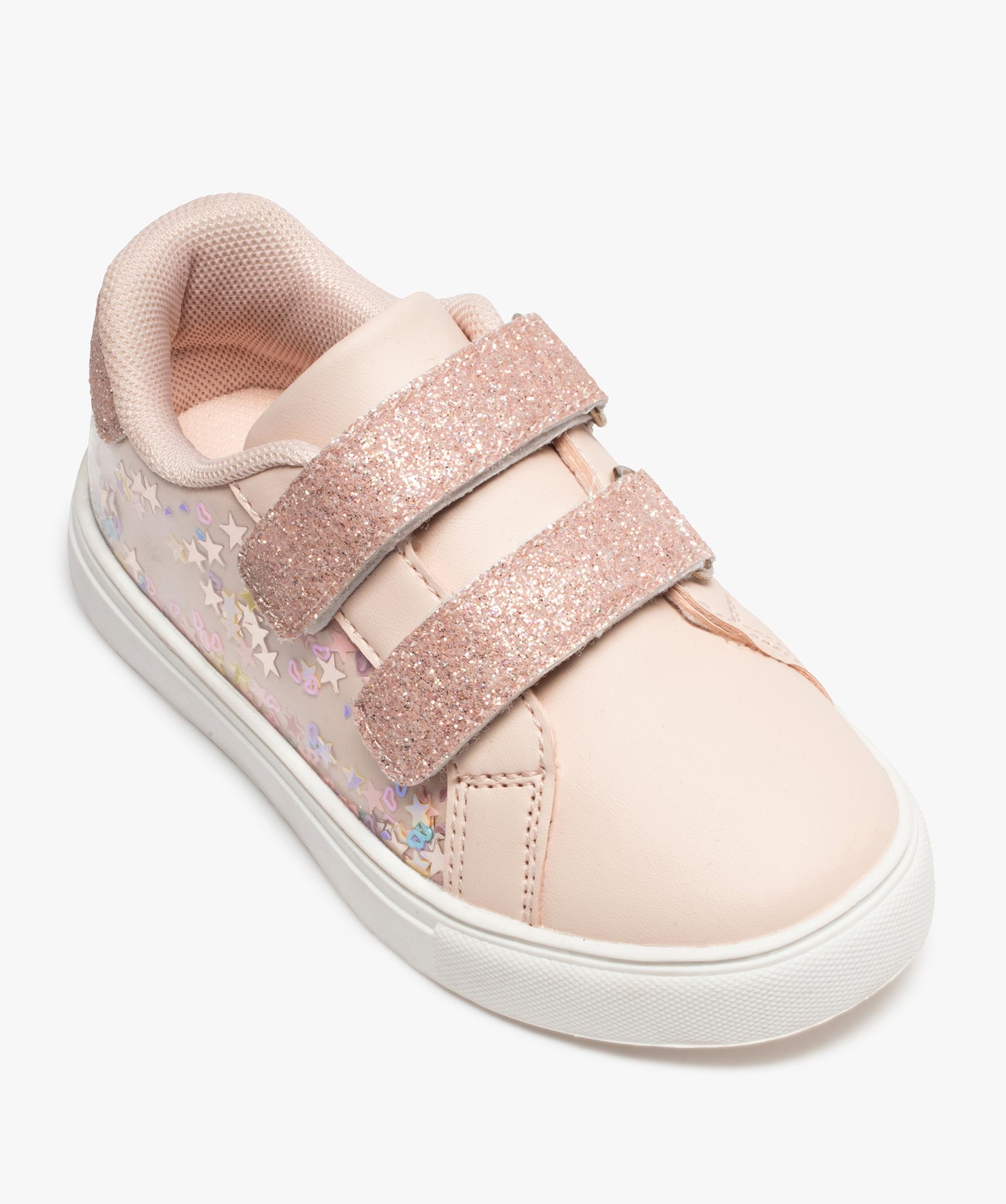 Baskets fille à scratch avec étoiles et paillettes rose | GEMO