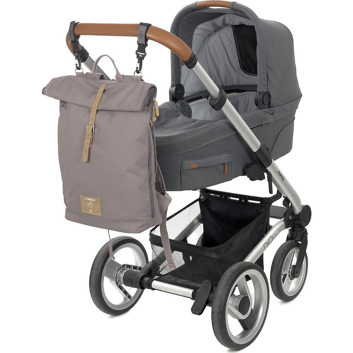 Wickelrucksack Rolltop rosewood/grey, inkl. Zubehör & Wickelunterlage