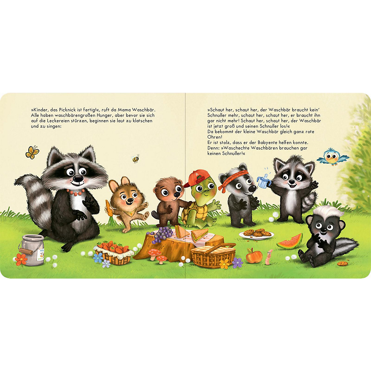 Der kleine Waschbär braucht keinen Schnuller mehr
