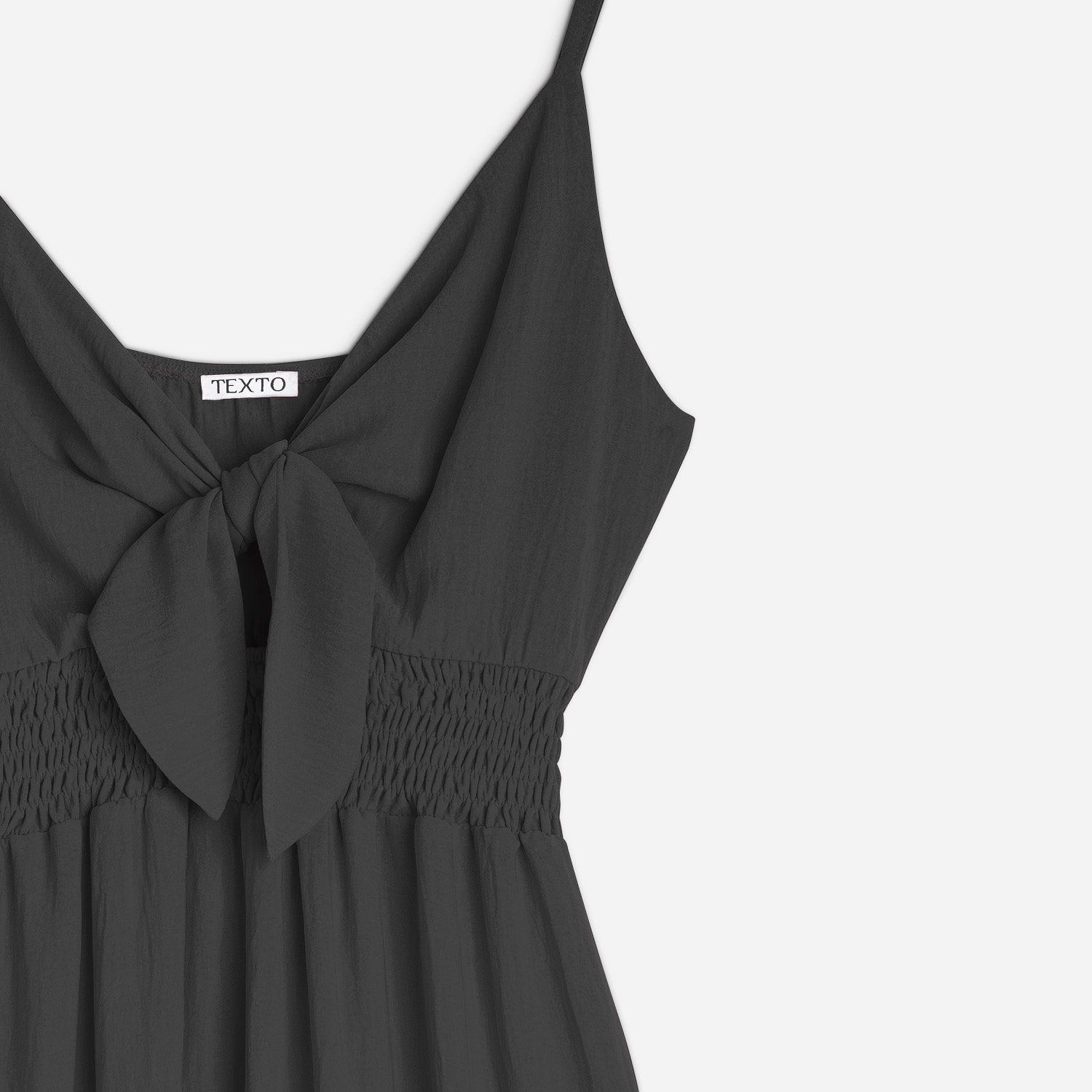 Robe longue TEXTO noire avec nœud