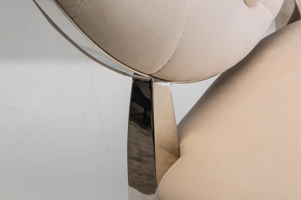 riess-ambiente Polsterstuhl MODERN BAROCK beige / silber, Esszimmer · Samt · Edelstahl