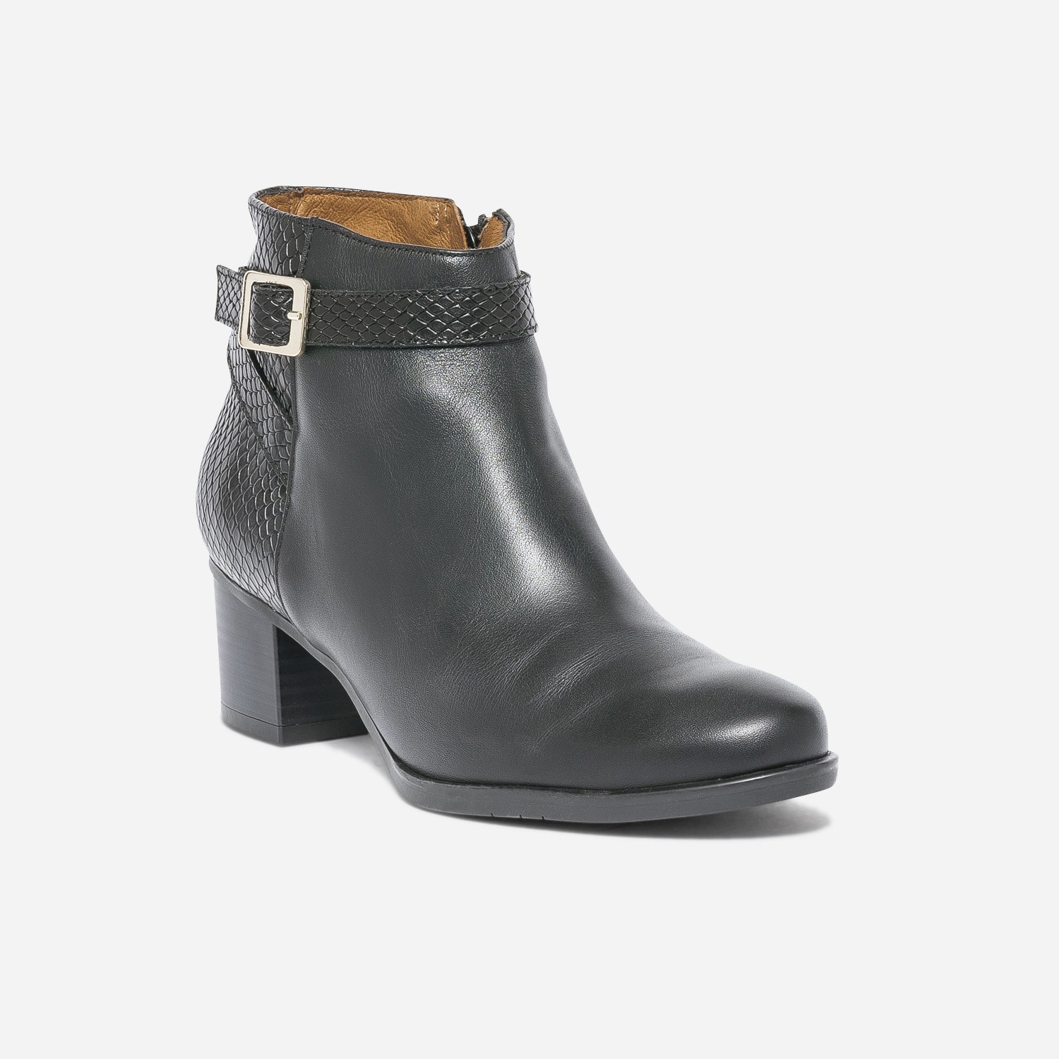 Boots à talon ERAM FLEX noir cuir embossé
