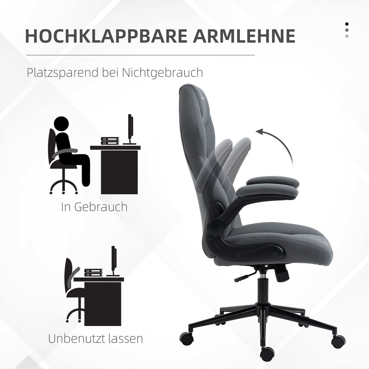 Vinsetto Bürostuhl Ergonomisch Schreibtischstuhl, Computerstuhl mit Wippfunktion