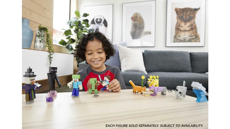 Minecraft Craft-A-Block Figuren aus dem Sortiment, authentischer Charakter aus dem Videospiel, 1 Stück, sortiert