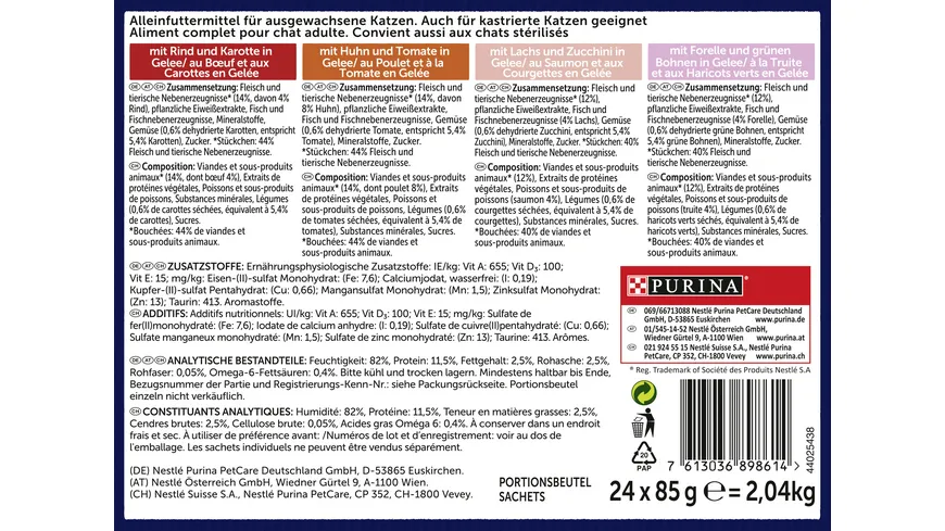 PURINA FELIX So gut wie es aussieht in Gelee gemischte Vielfalt mit Gemüse Katzennassfutter 2.04 kg