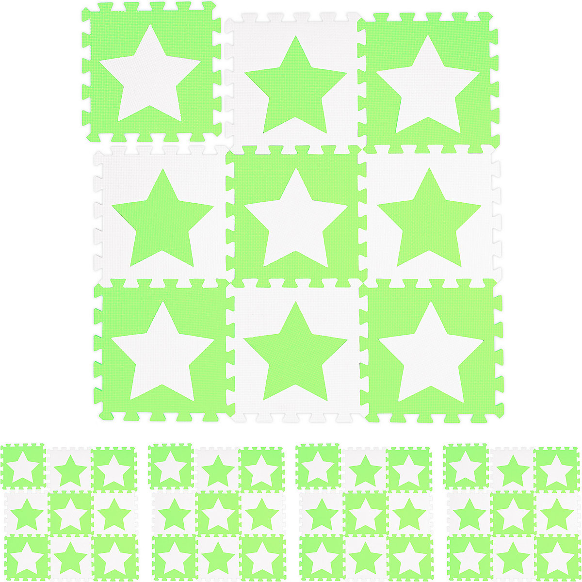 45 x Puzzlematte Sterne weiß-grün