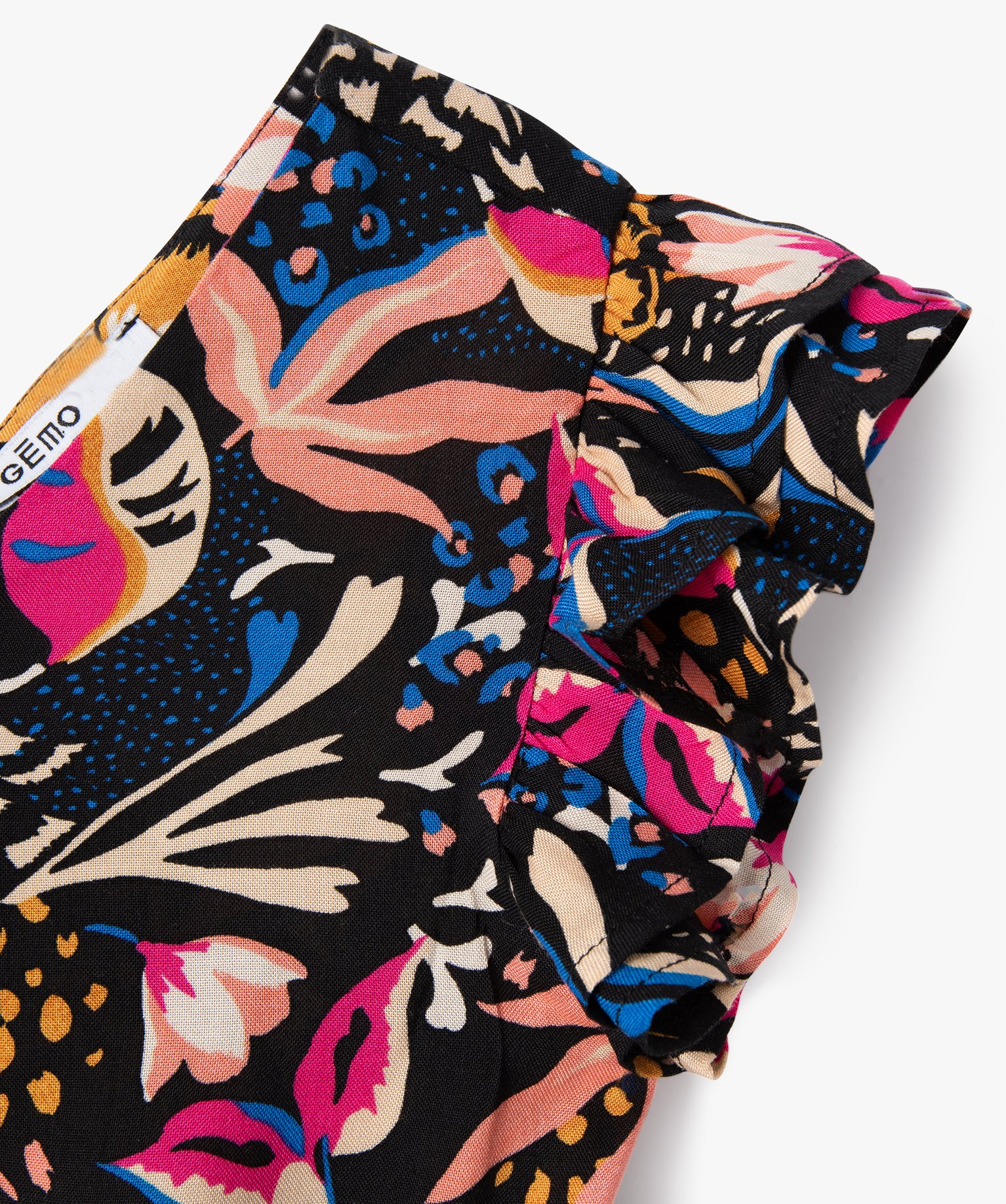 Robe à motifs fleuris avec volants aux emmanchures fille multicolore | GEMO
