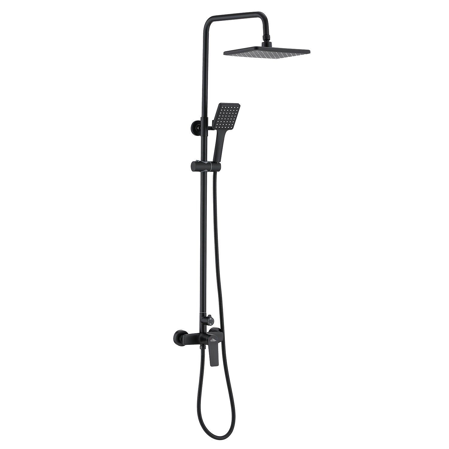 Auralum Duschsystem Duscharmatur Brausegarnitur Höhenverstellbar 120 cm Handbrause Schwarz