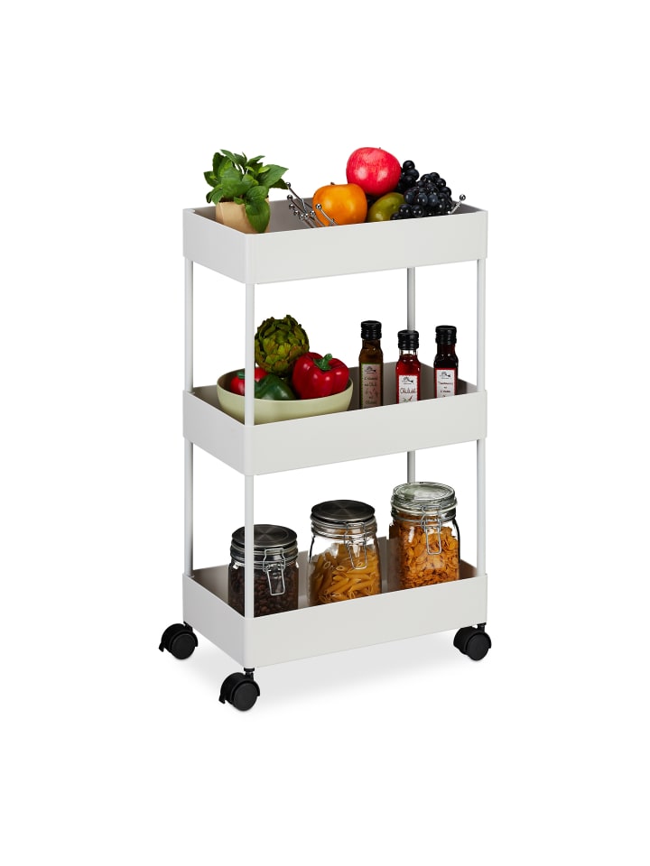 relaxdays Rollwagen in Weiß - (B)40 x (H)65,5 x (T)22 cm günstig kaufen onesize