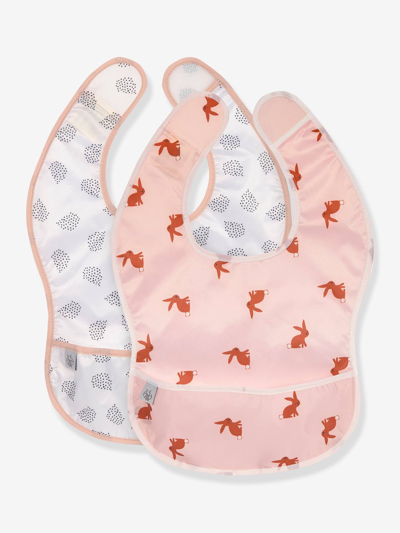 Lässig Baby Lätzchen-Set mit Auffangtasche LITTLE FOREST LÄSSIG - weiß+rosa
