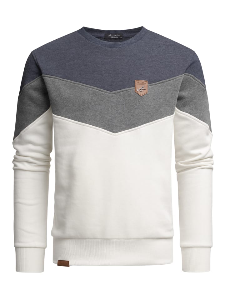 Amaci&Sons Sweatshirt mit Rundhalsausschnitt PALMDALE in Blau/Anthrazit/Weiß günstig kaufen