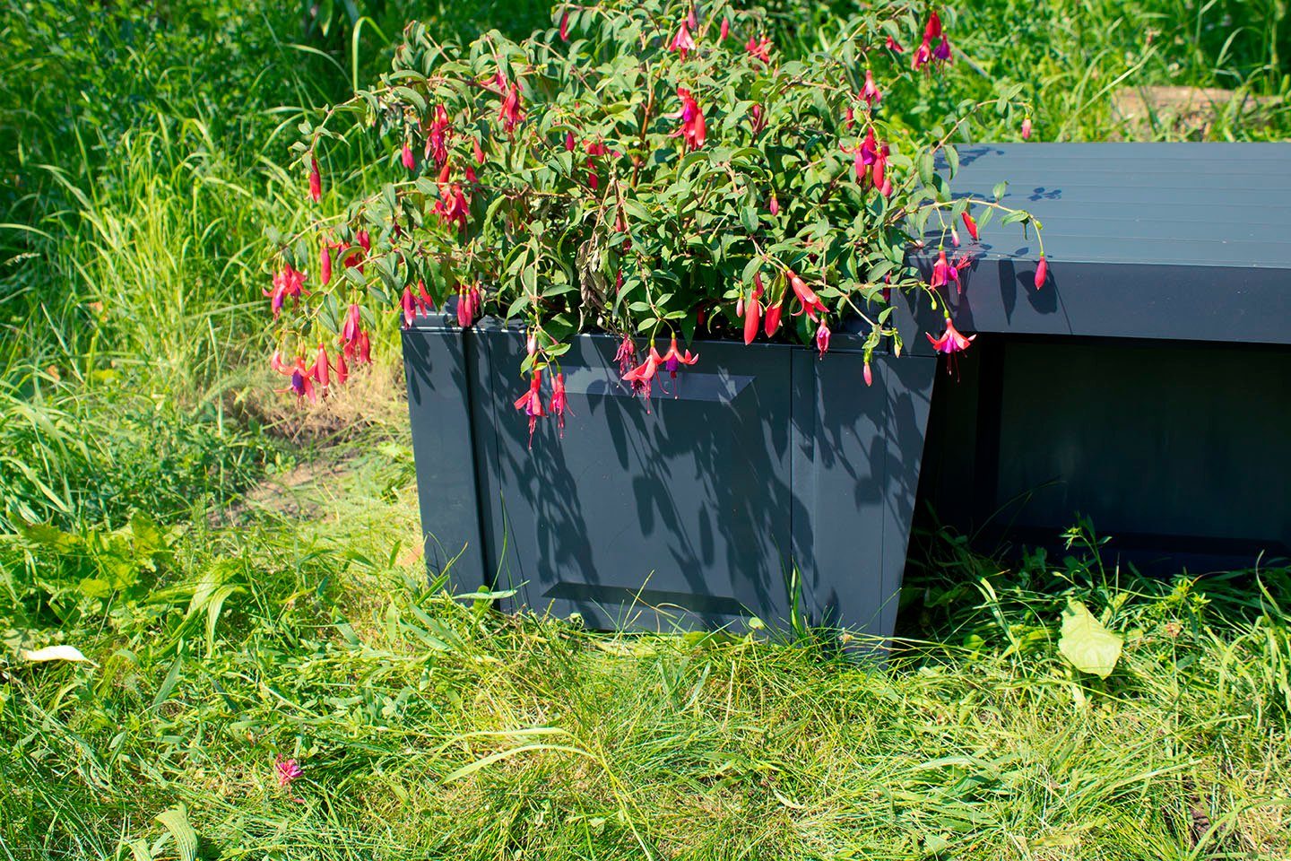 KHW Gartenbank Berlin, mit zwei Pflanzkästen, anthrazit