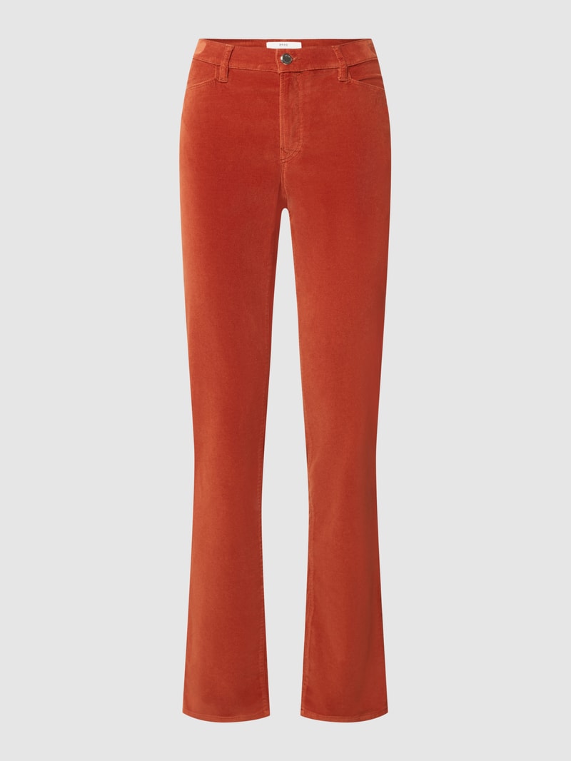 Slim Fit Jeans in Samt-Optik Modell 'Mary' in dunkel orange