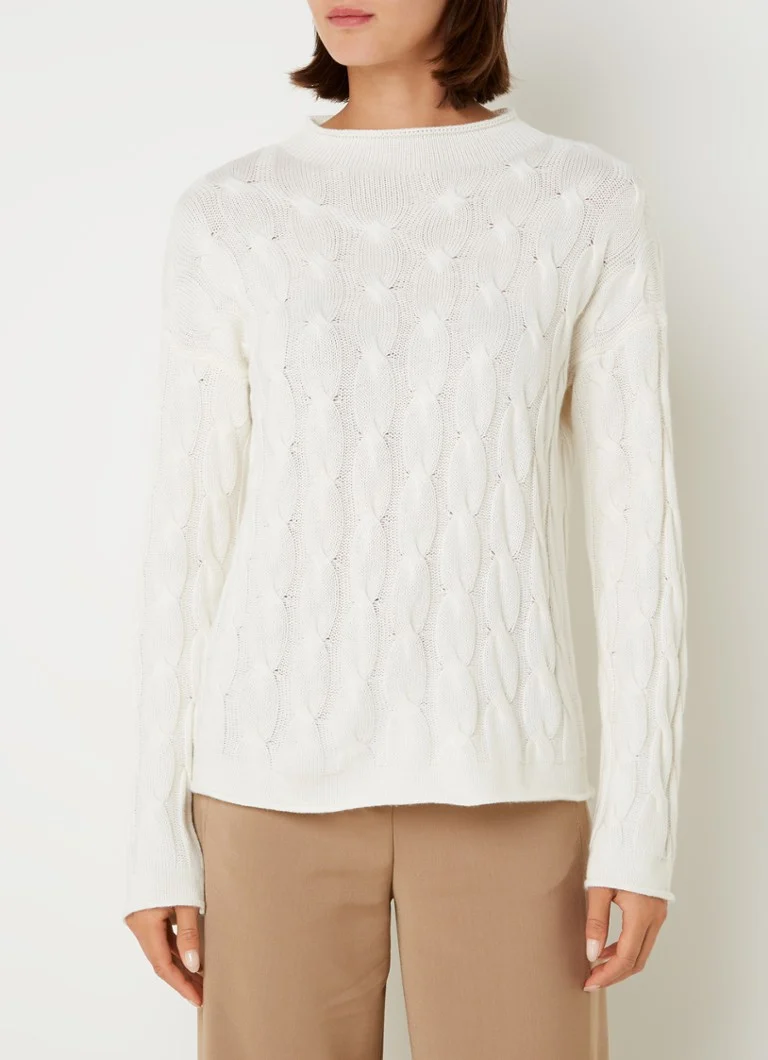 Maglione a collo alto Benetton a trecce in misto cashmere