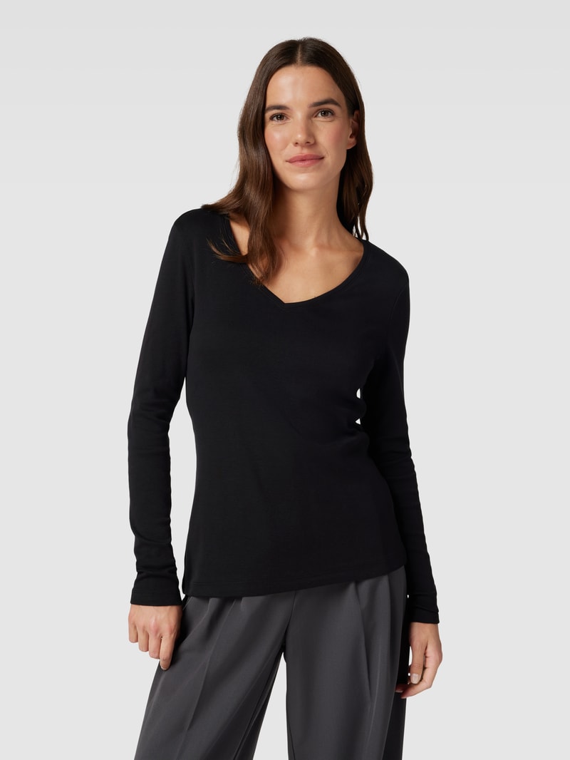 Longsleeve mit V-Ausschnitt in schwarz