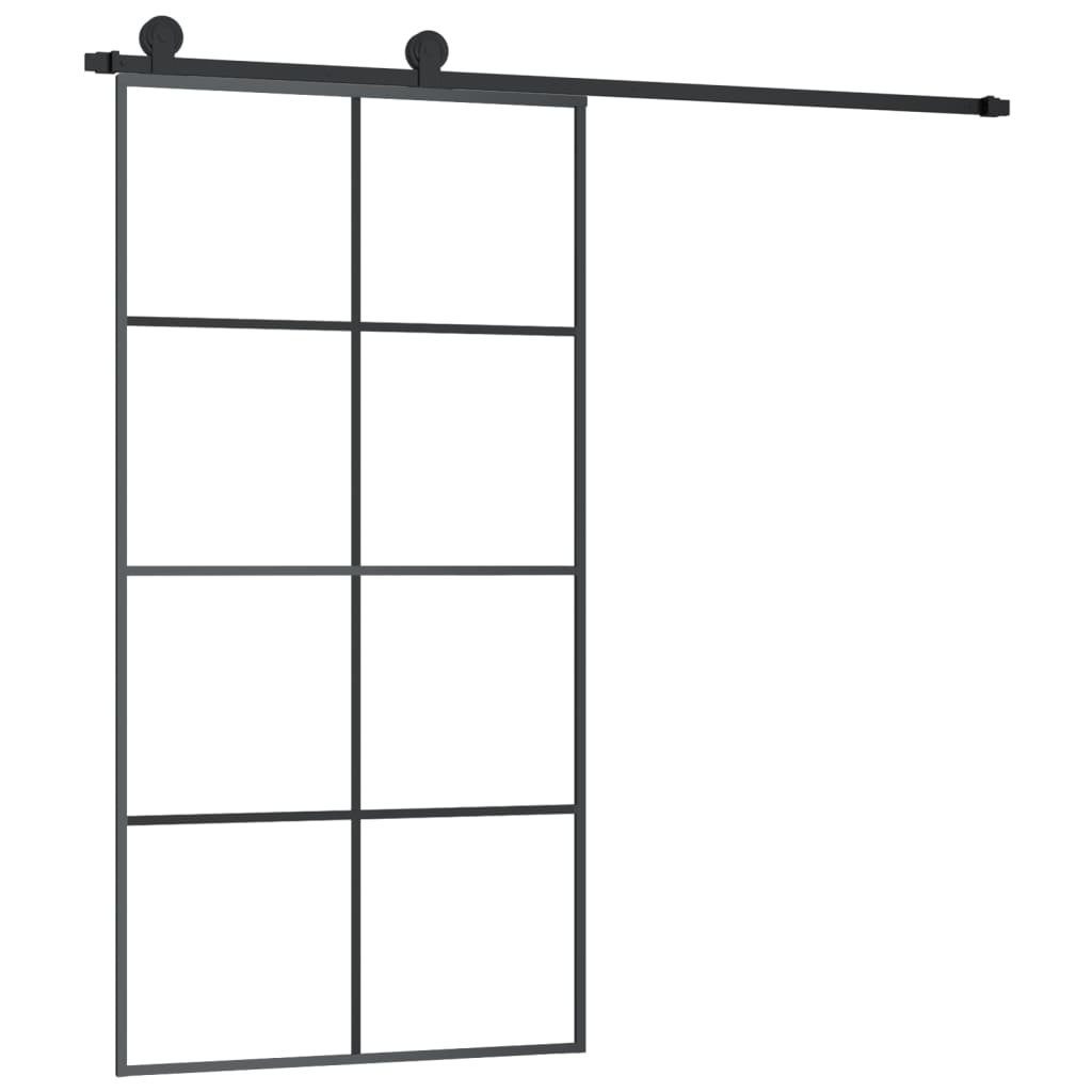 vidaXL Haustür Schiebetür mit Beschlag 102,5x205 cm ESG-Glas & Aluminium (1-St)