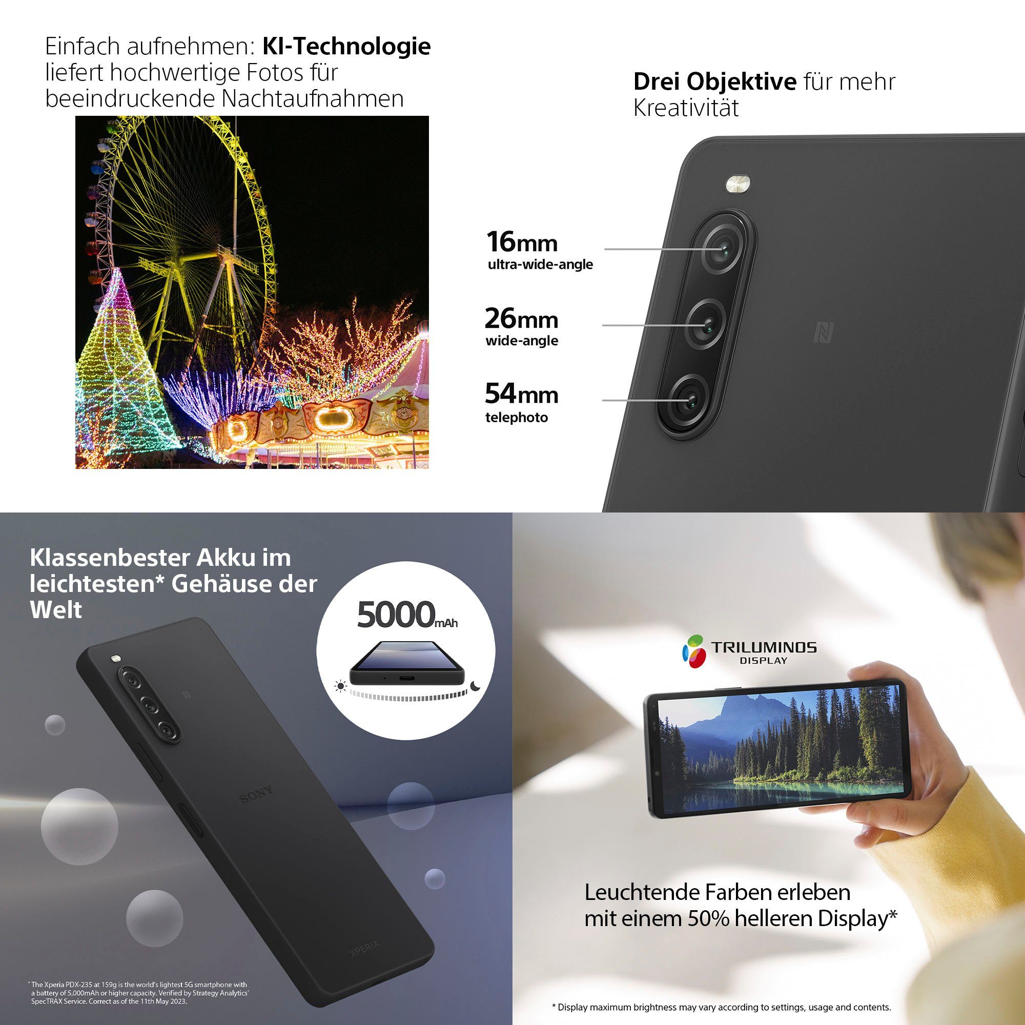 Sony XPERIA 10V Smartphone (15,5 cm/6,1 Zoll, 128 GB Speicherplatz, 48 MP Kamera)