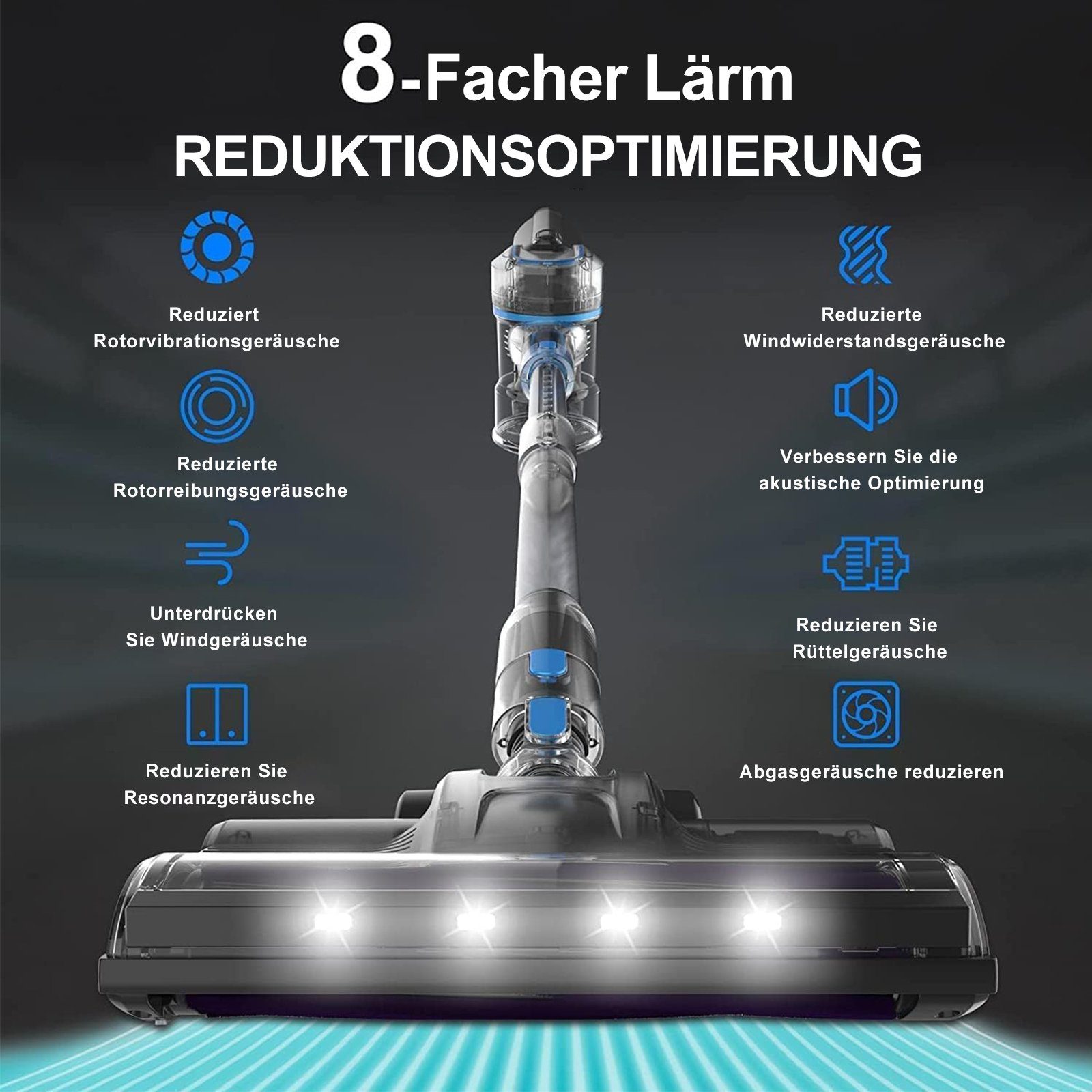 TASVAC Akku-Hand-und Stielstaubsauger S8, 6-in-1 Kabellos, 26KPa Starke Saugleistung,8-Zellen Abnehmbarer