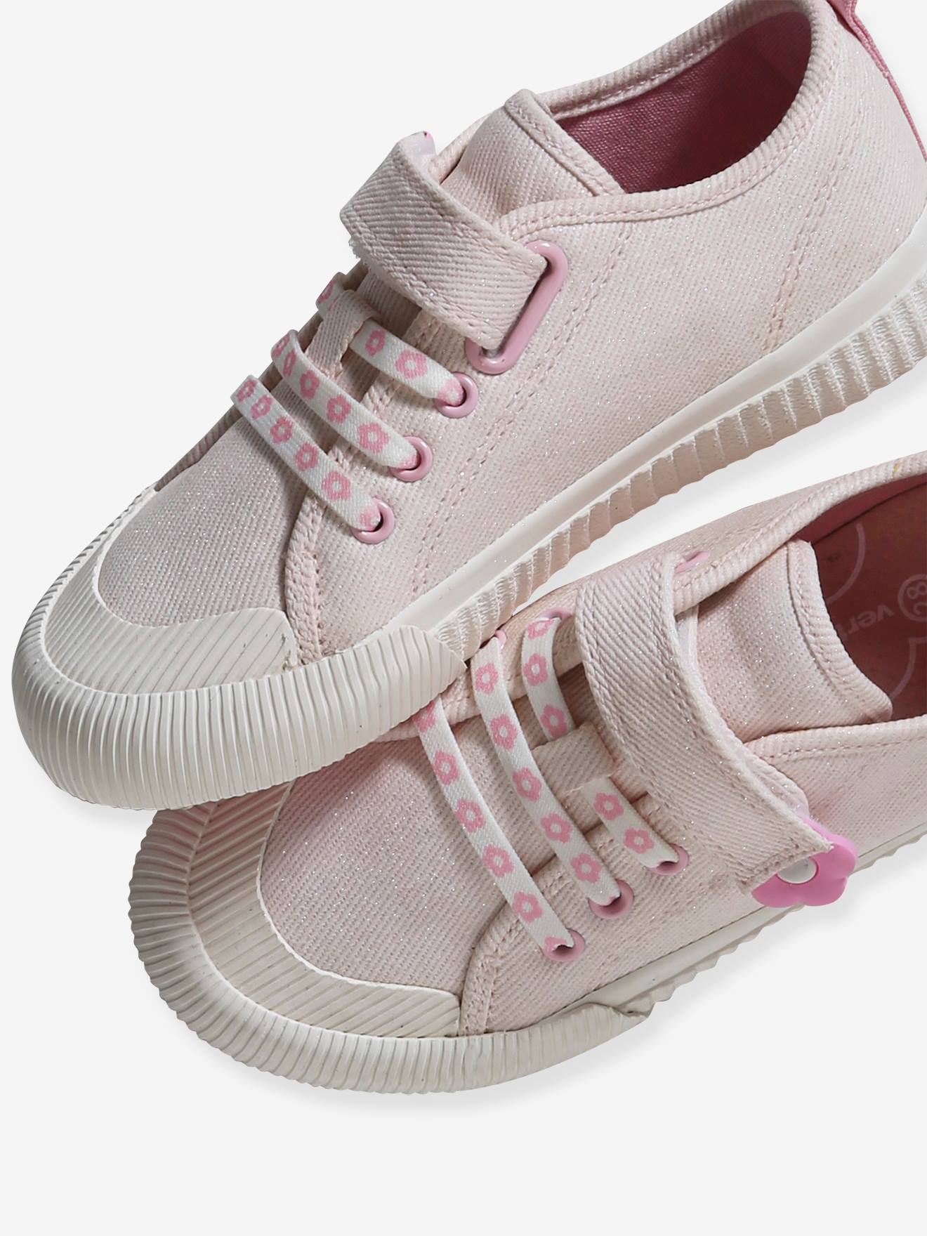 Vertbaudet Mädchen Stoff-Sneakers mit elastischer Schnürung - hellrosa