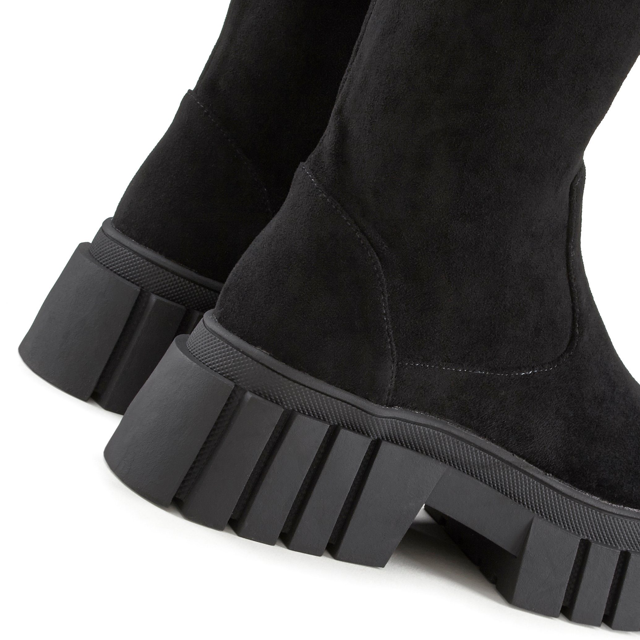 LASCANA Reißverschlussstiefel, Winterstiefel, Chunky-Sohle, langer Stiefel, Profilsohle