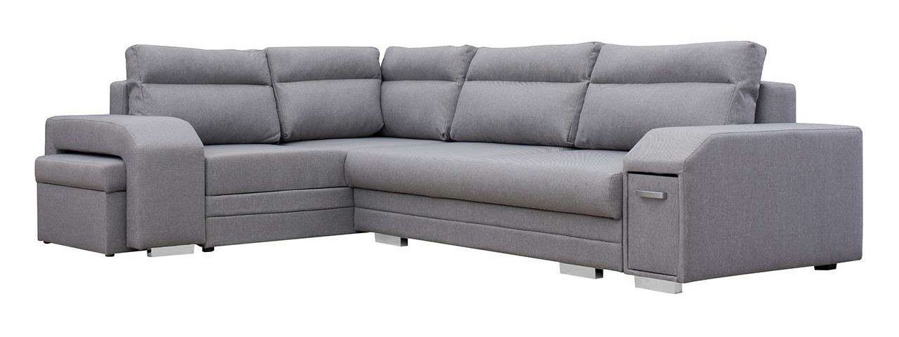 MKS MÖBEL Ecksofa ALVA, mit Hocker und Minibar - L-Form Sofa Mit Schlaffunktion