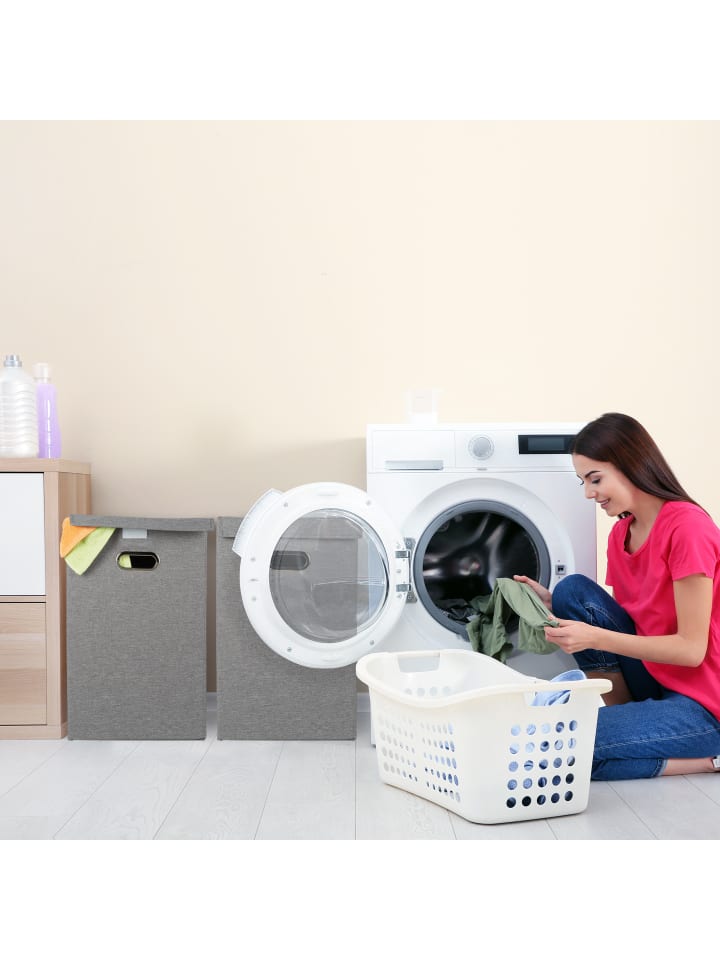 relaxdays 2x Wäschekorb in Grau - 62 l günstig kaufen onesize