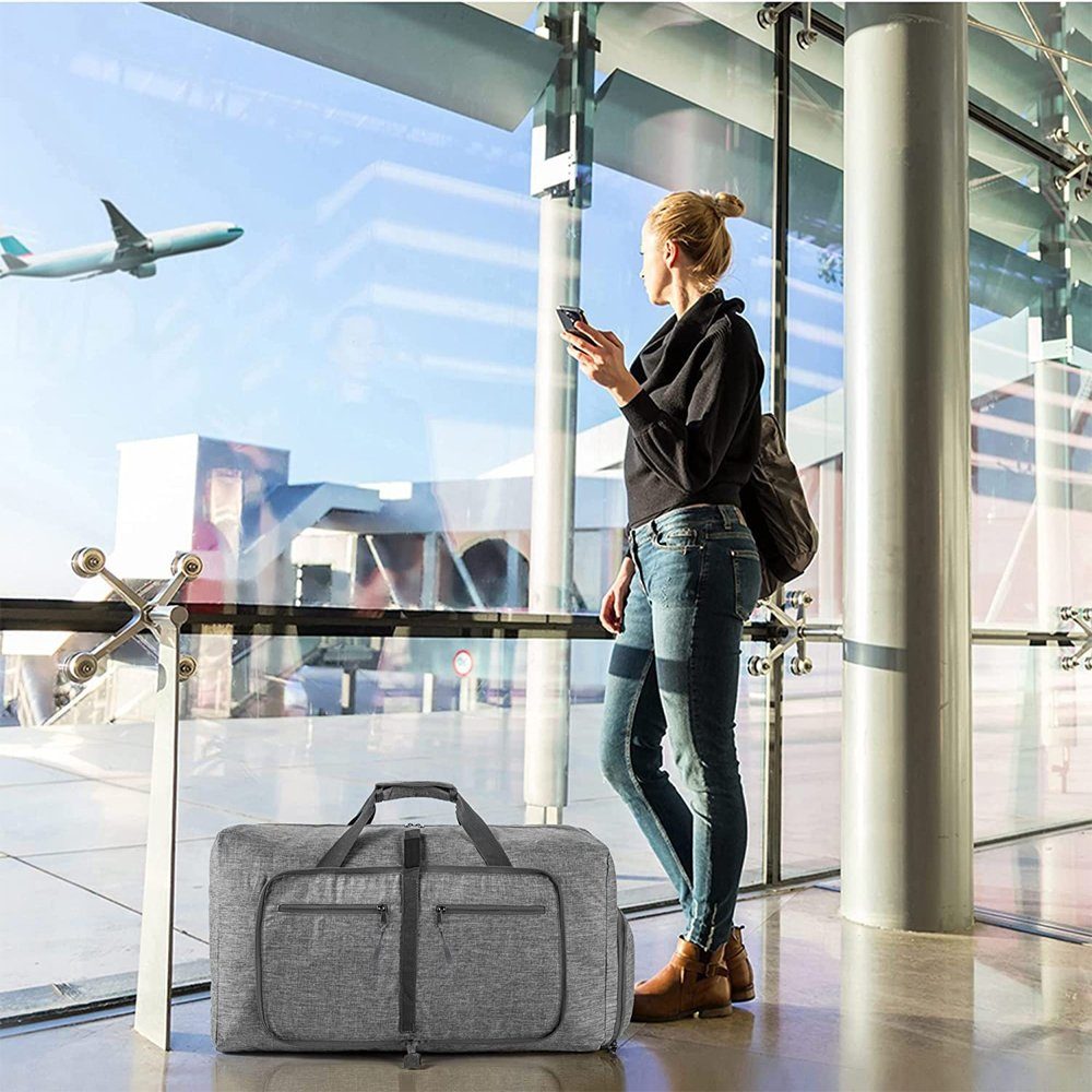 Opspring Reiserucksack Leichte Faltbare Reisetasche,Groß 65L Sporttasche mit Schuhfach