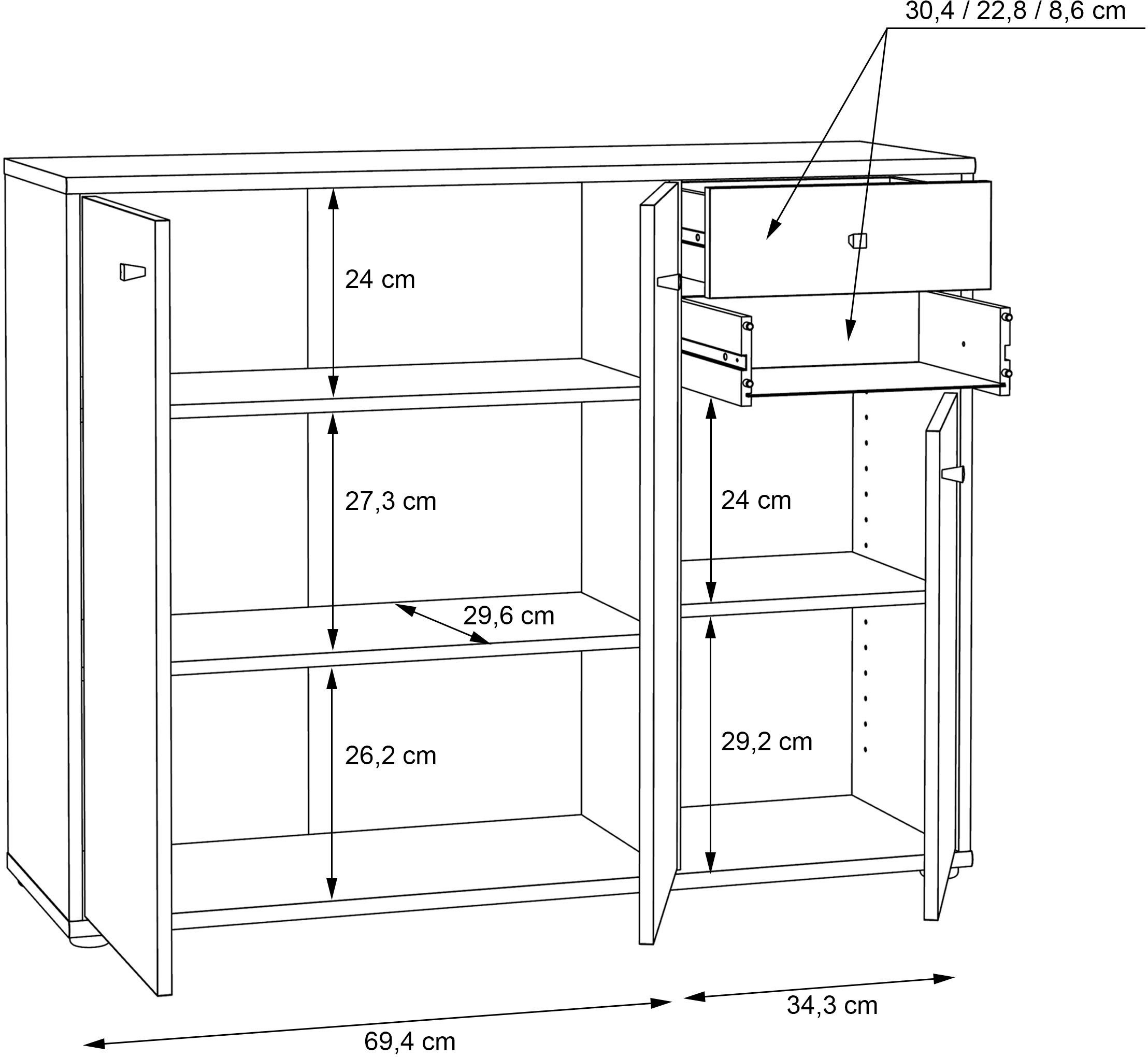 FORTE Kommode Tempra, Breite 108,8 cm