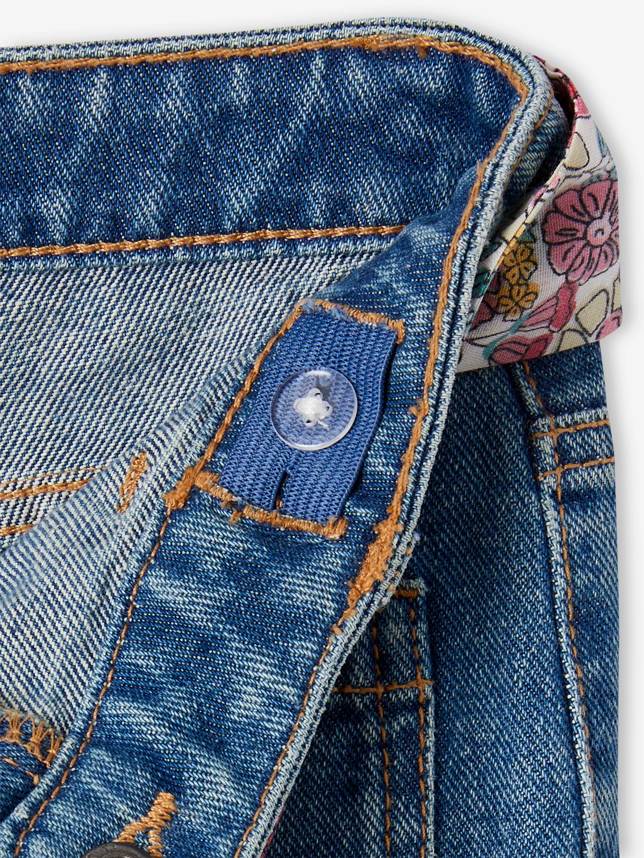 Vertbaudet Mädchen Loose-fit-Jeans mit Stoffgürtel - blue stone