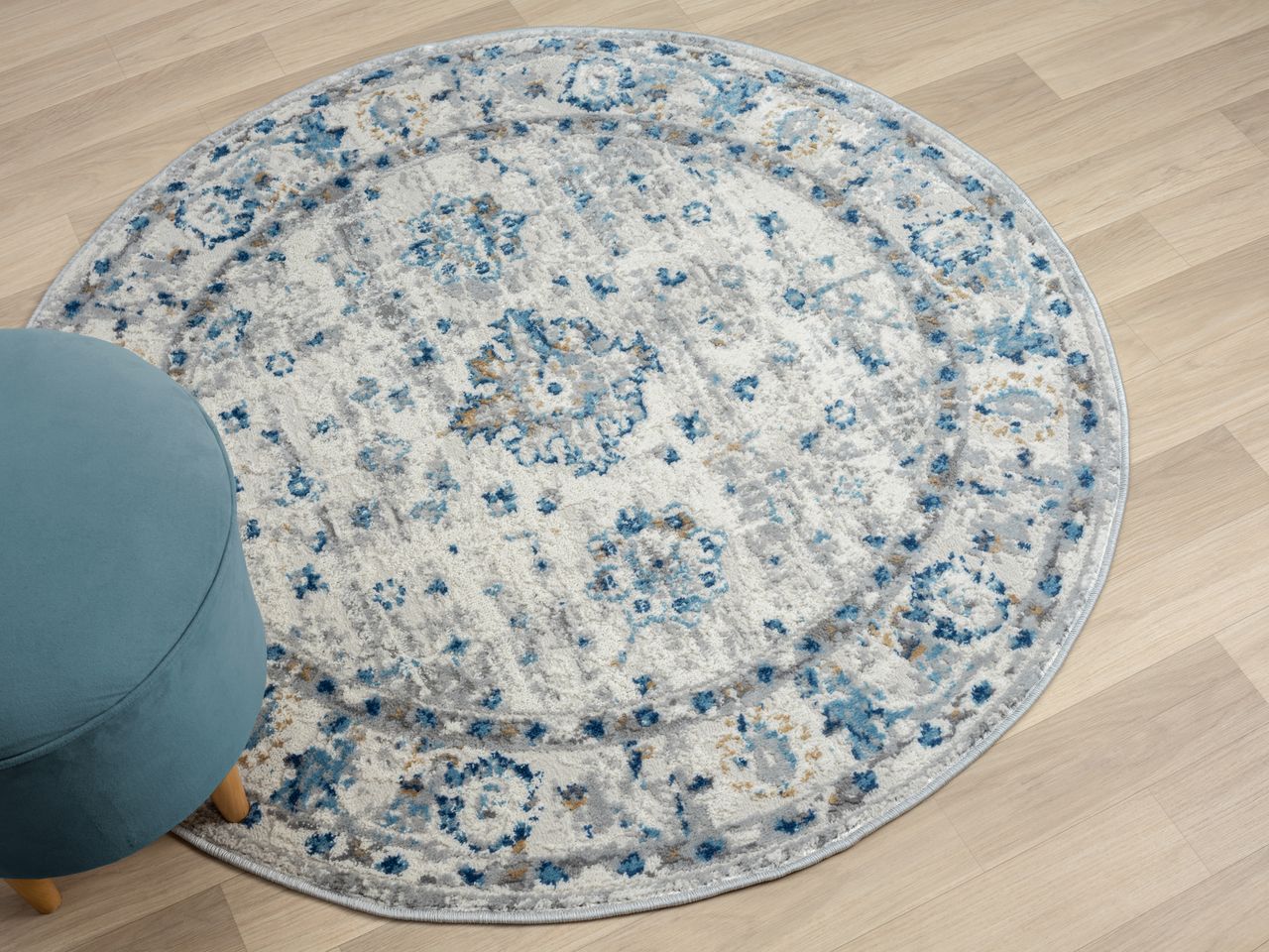 MyFlair Teppich Josefine, 120cm x 120cm, Farbe Beige, rund, Florhöhe 8mm