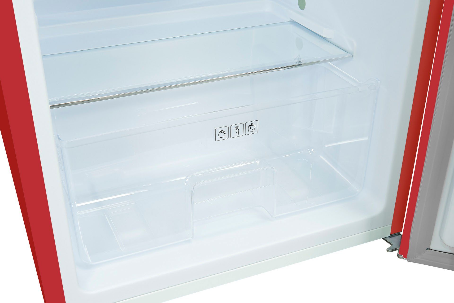 exquisit Kühlschrank RKS120-V-H-160F rot, 89,5 cm hoch, 55 cm breit