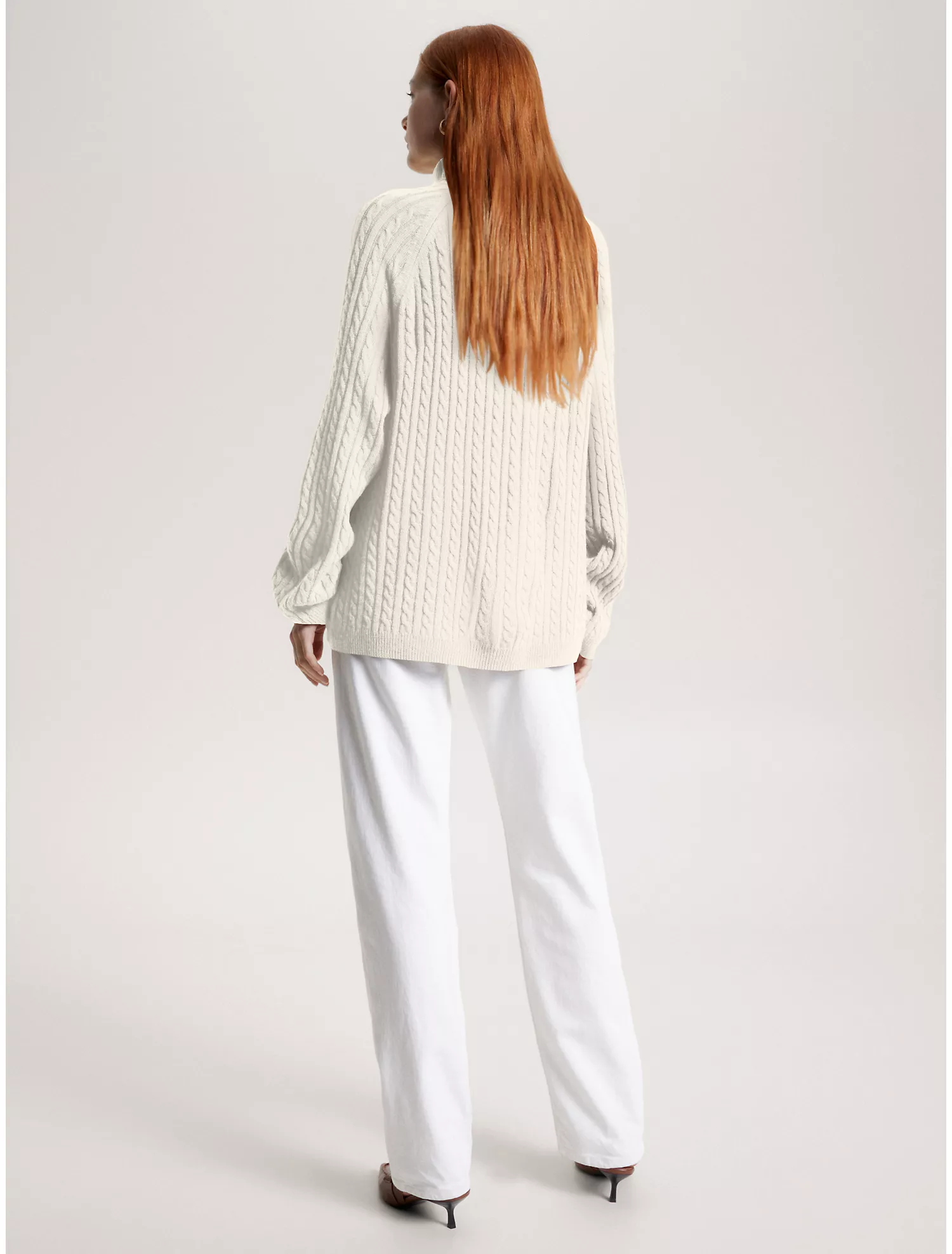 Wool Cable Knit Turtleneck Sweater