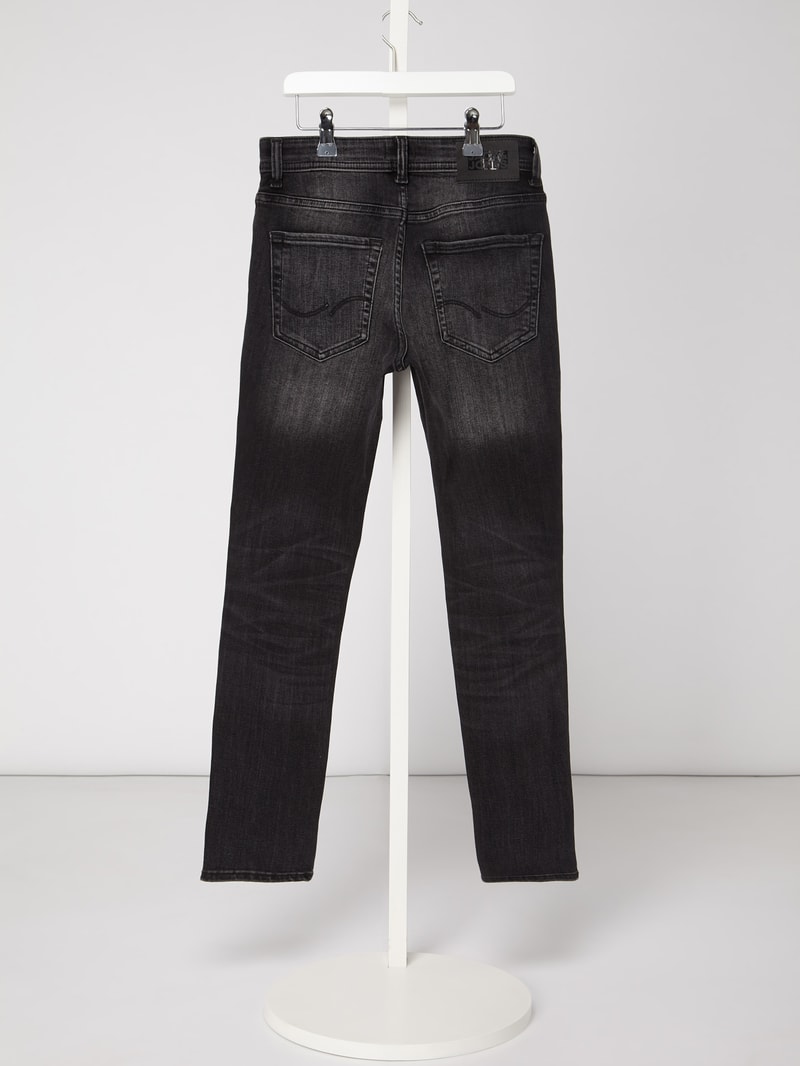 Stone Washed Skinny Fit Jeans in schwarz