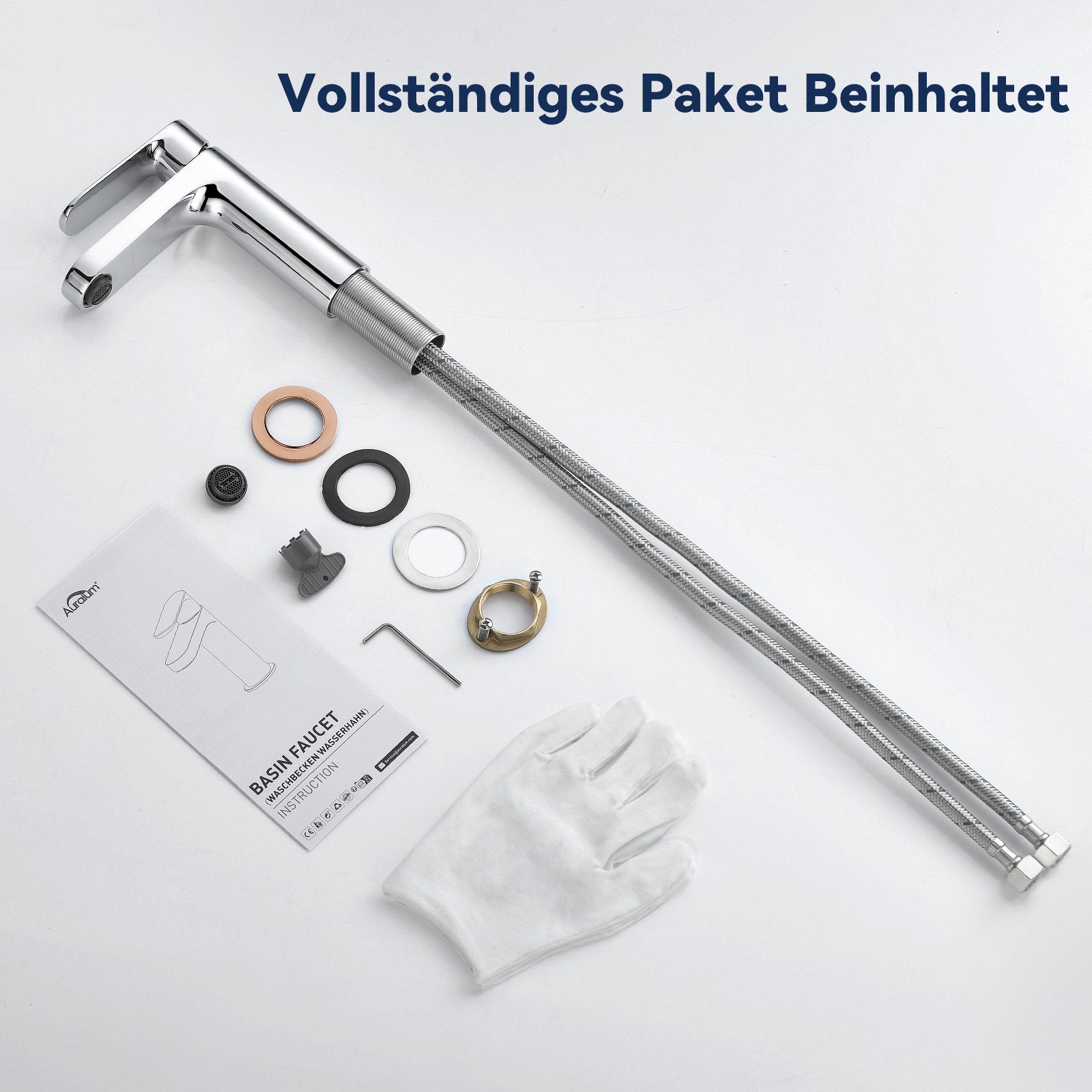 Auralum Waschtischarmatur Waschbecken Wasserhahn Bad Waschtisch Mischbatterie Badezimmer Badarmatur