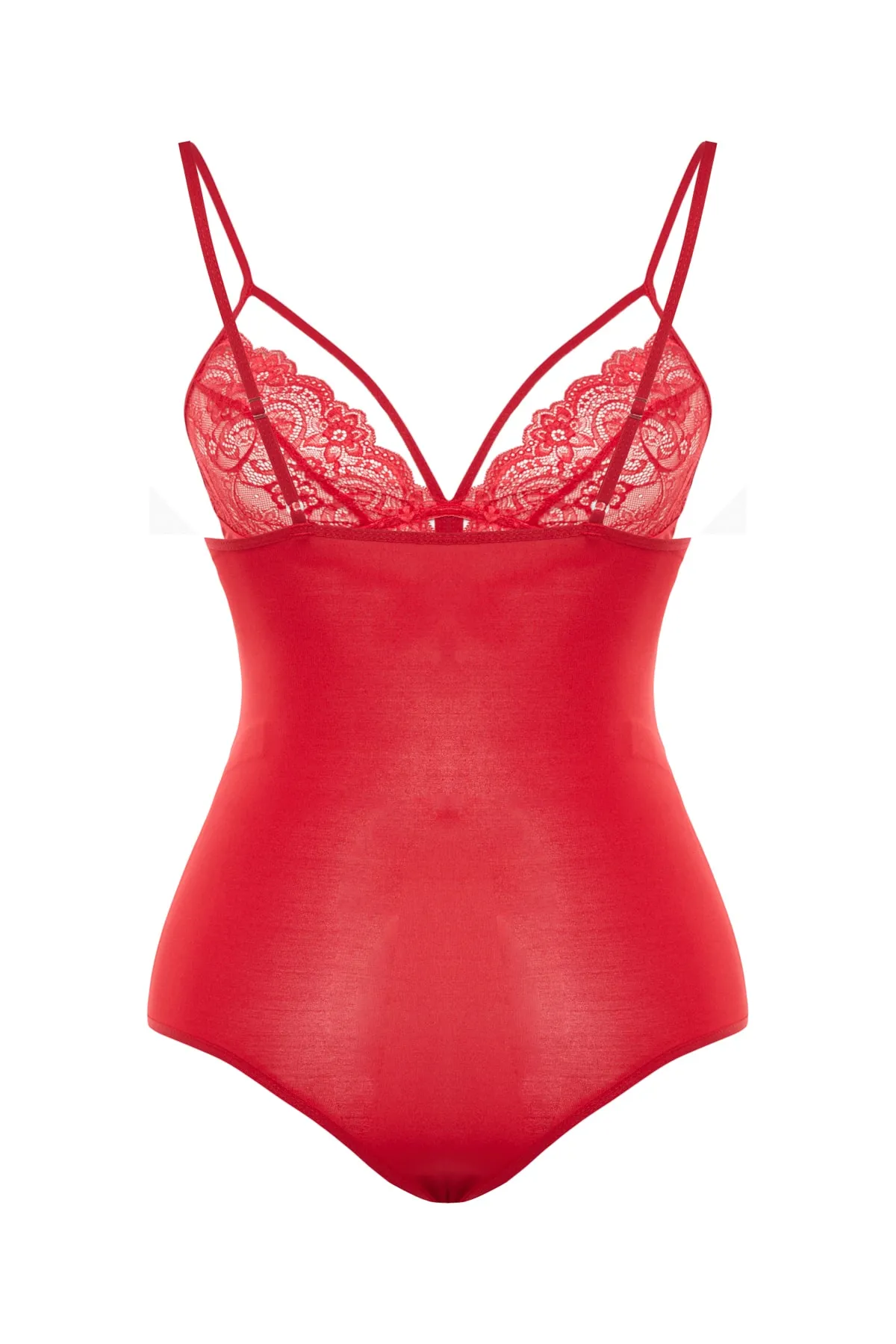 Trendyol Curve  Roter Spitzen-Body mit Details TBBSS23CS00000