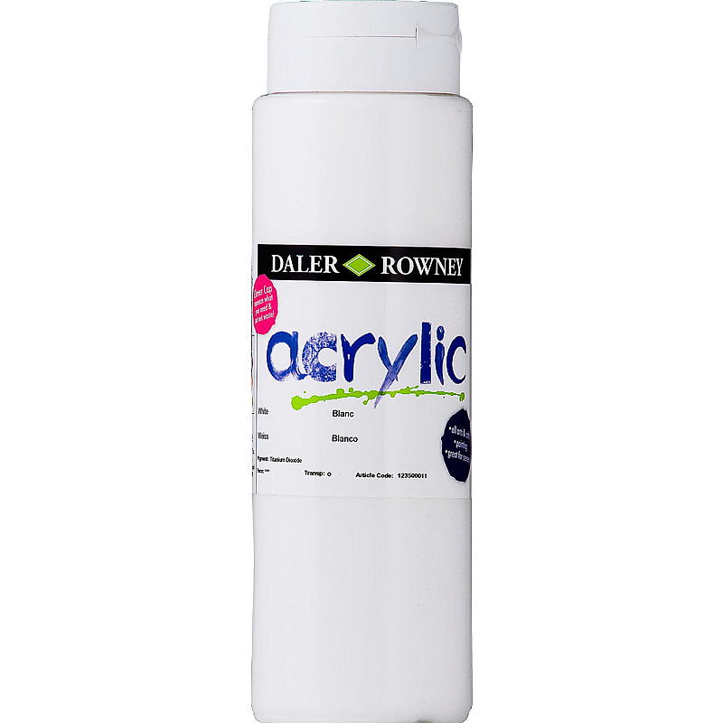 Dealer & Rowney Akrylmaling 500 ml, hvit
