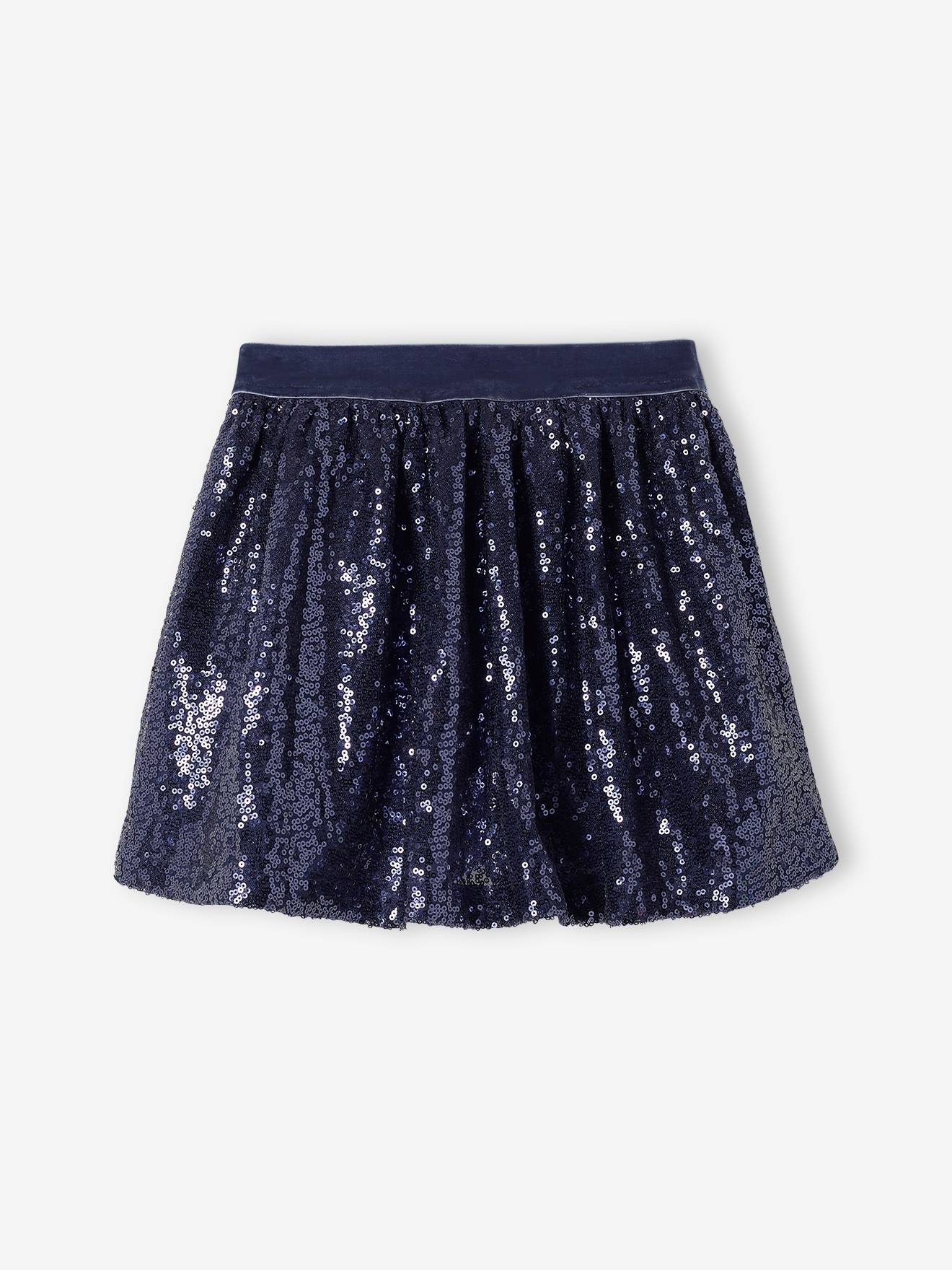 Jupe à sequins fille marine
