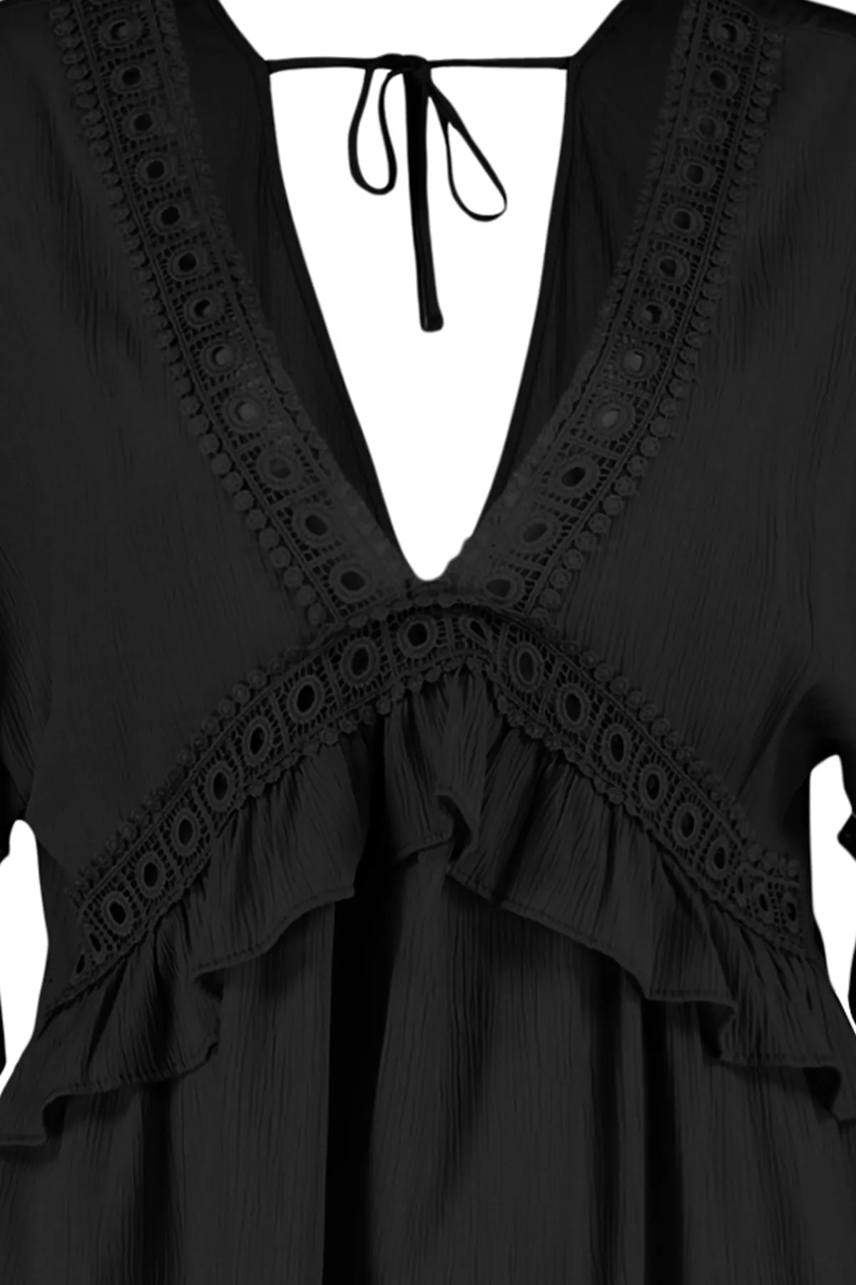Trendyol Collection  Schwarzes Mini-Strandkleid mit gewebtem Band-Accessoire TBESS21EL2759