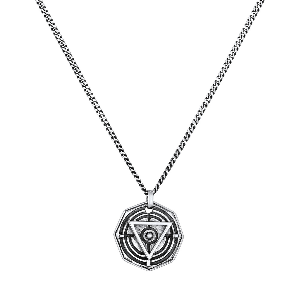 KUZZOI KUZZOI Collier Amulettes pour hommes Pendentif Triangle Cercle Symbole Magique en collier