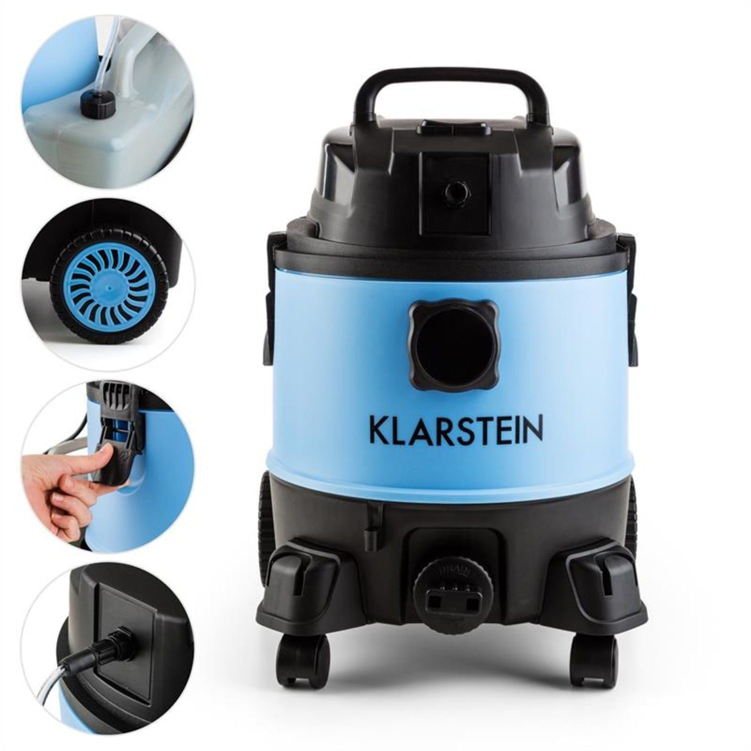 Klarstein Nass-Trocken-Sauger Reinraum 2G Nass-Trockensauger Teppichreiniger Kombisauger 1250 W 20L, 1250 W, Trocken Nasssauger Industriestaubsauger beutellos Saugwischer Sauger