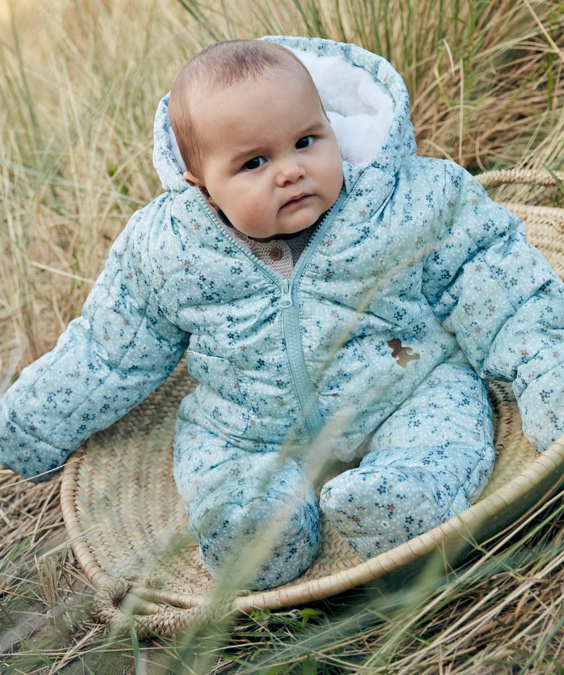 Combinaison pilote bébé fille matelassée avec moufles - L... bleu | GEMO