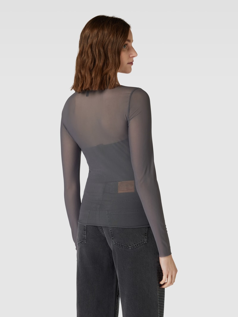 Longsleeve mit Strasssteinbesatz Modell 'ELSA' in graphit