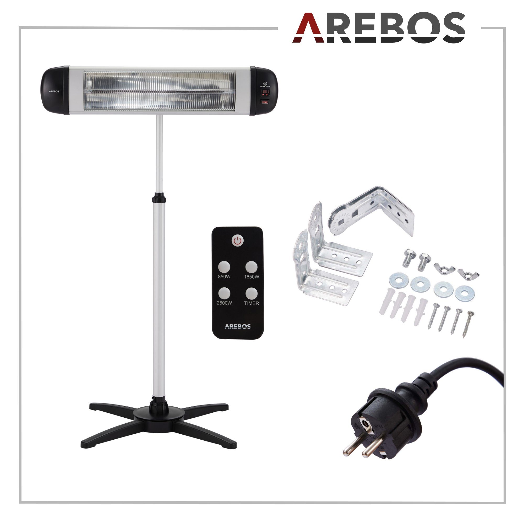 Arebos Heizstrahler Infrarot Heizstrahler 2500 W, mit Kreuzstativ
