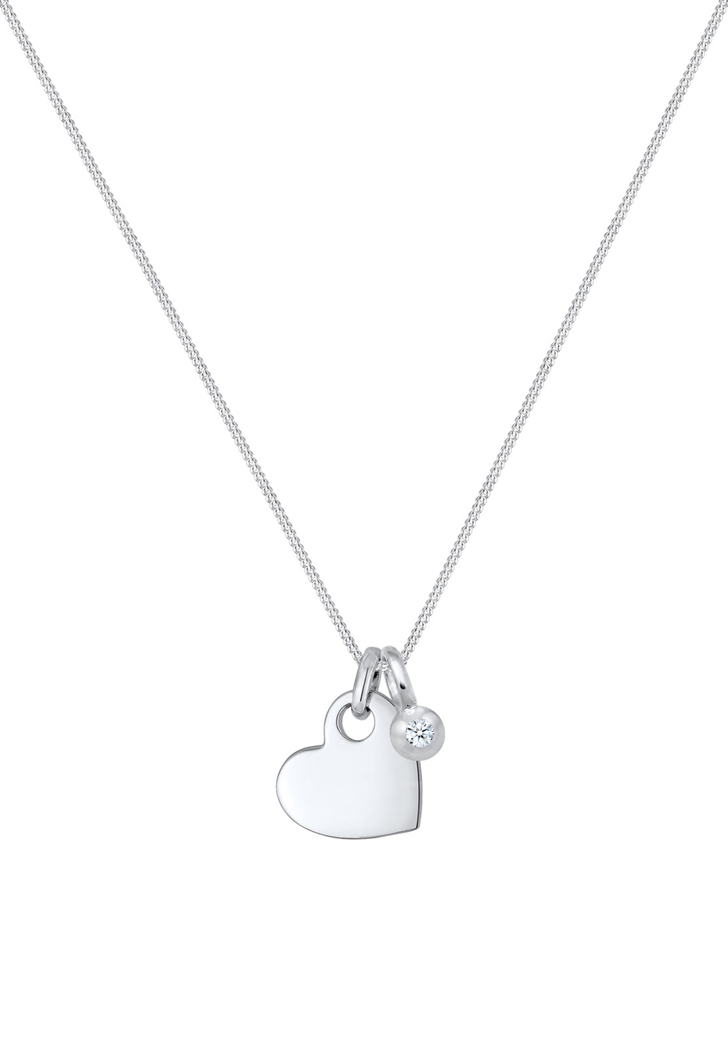 Elli DIAMONDS Hjertevedhæng til kvinder med diamant (0,03 ct.) - (925/1000) Sølv
