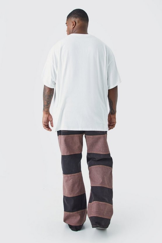 Plus lockere Patchwork Schlagjeans