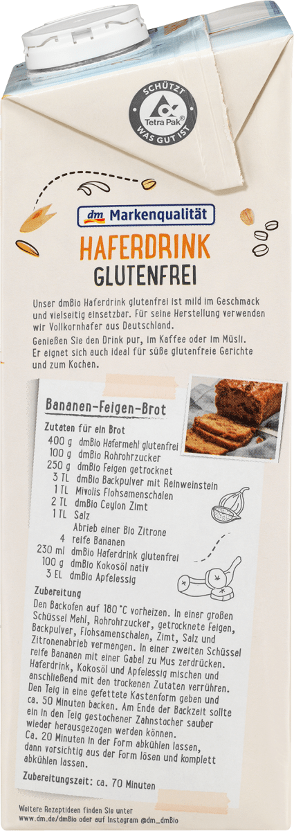 Pflanzendrink, Haferdrink glutenfrei, 1 l