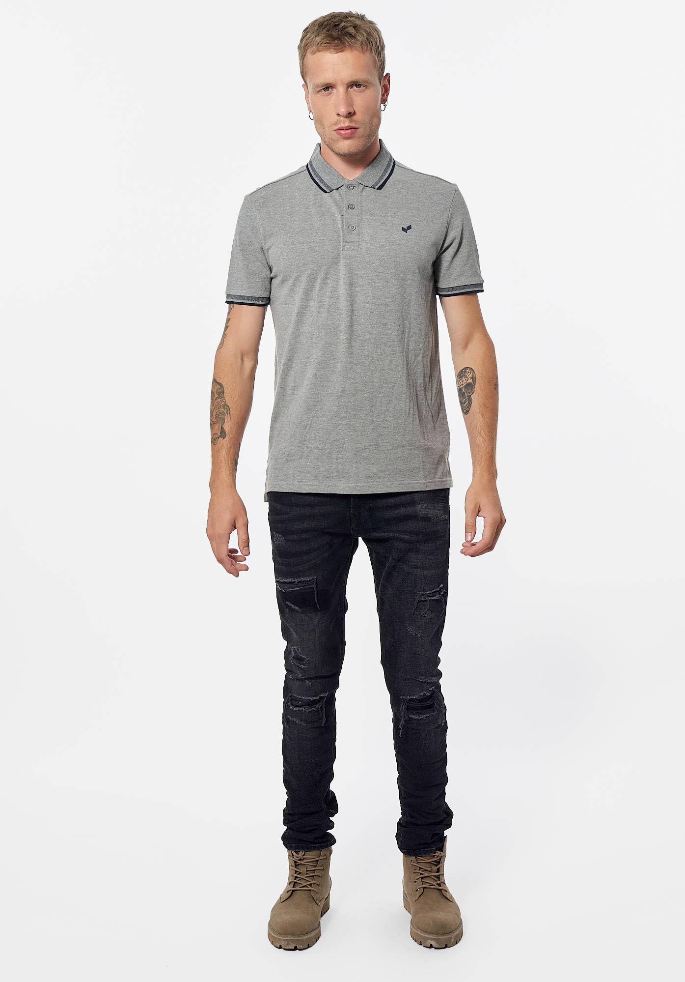 RAYOC  Polo gris Homme en 100% coton bio