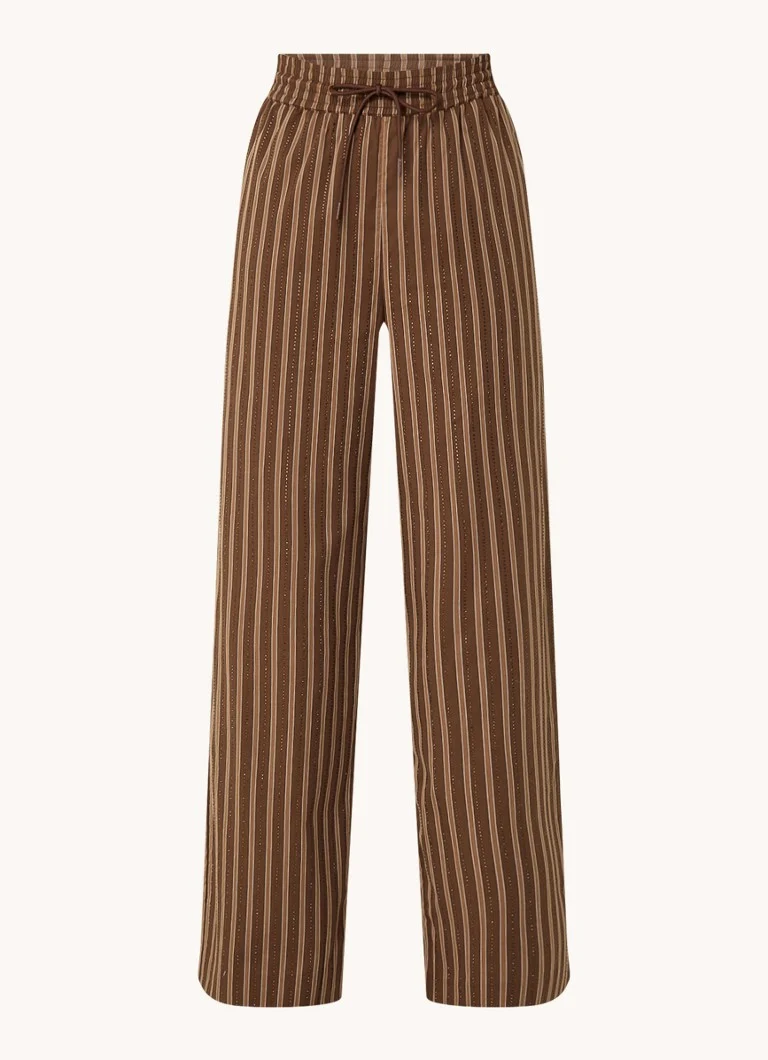 Sandro High waist straight fit trousers with stripe print and rhinestones